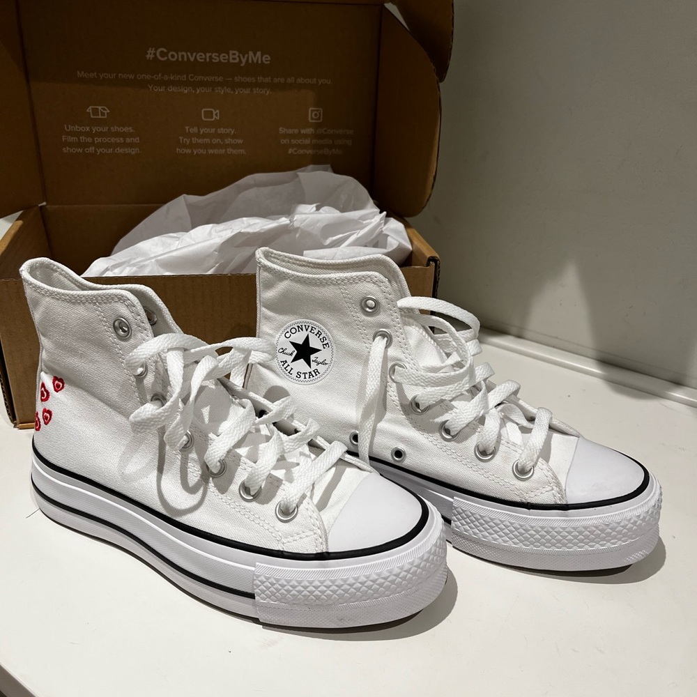 Never worn Chuck Taylor lift platform embroidery by you